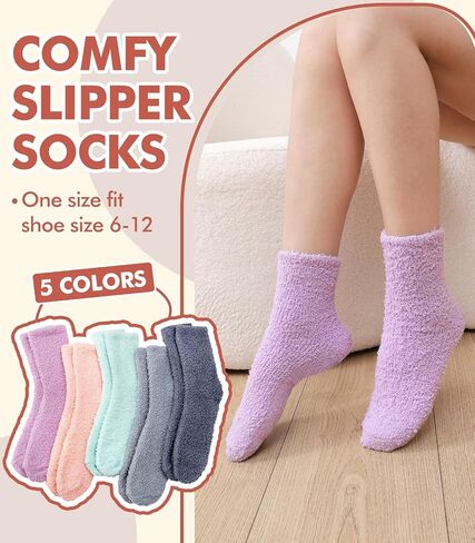 Breslatte Fuzzy Socks for Women Fluffy Warm Socks Cozy Home Sleeping Socks Womens in Kuwait