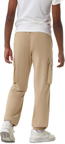 EXARUS 3 Pack Boys Cargo Joggers Pants Lightweight Drawstring Elastic Waist Quick Dry Athletic Hiking 6-14Y in Kuwait
