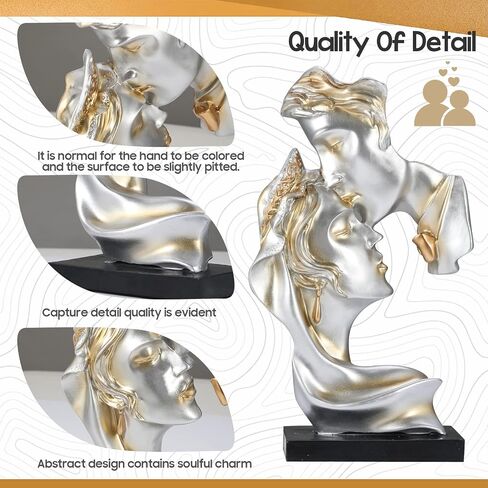 Wedding for Him Her Husband Wife, Passionate Love Embrace Couple Sculpture Statue Resin Home Decor for Bedside Table Office Bookshelf Desktop Decorations Ornament Figurine in Saudi Arabia