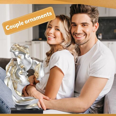 Wedding for Him Her Husband Wife, Passionate Love Embrace Couple Sculpture Statue Resin Home Decor for Bedside Table Office Bookshelf Desktop Decorations Ornament Figurine in Saudi Arabia