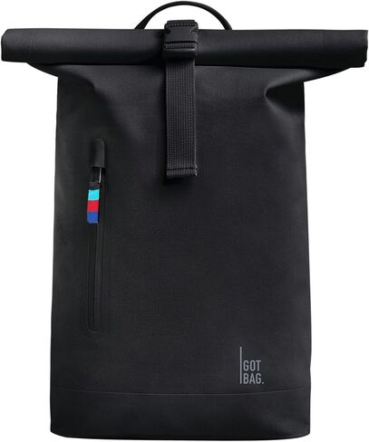 GOT BAG - حقيبة ظهر صغيرة من ROLLTOP، حقيبة ظهر للعمل والسفر مع حامل زجاجة مياه، حقيبة صديقة للبيئة مصنوعة من بلاستيك Ocean Impact المعاد تدويره (لون ناعم) in Saudi Arabia