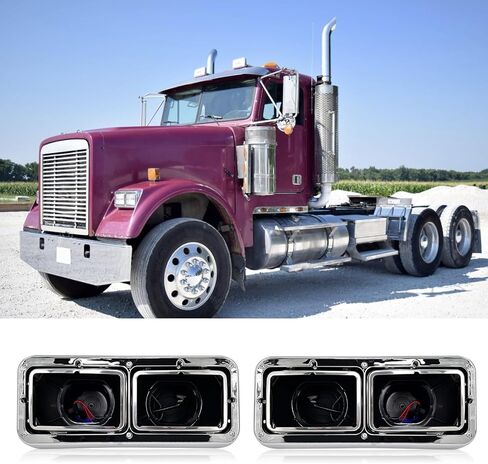 قاعدة غطاء المصباح الأمامي مع إطار مزدوج من الكروم مناسب لـ 1984-2020 Kenworth T400 T600 T800 W900 K100 C500، Peterbilt378/379، Western Star 4900، Freightliner FLD120 Classic XL in Kuwait