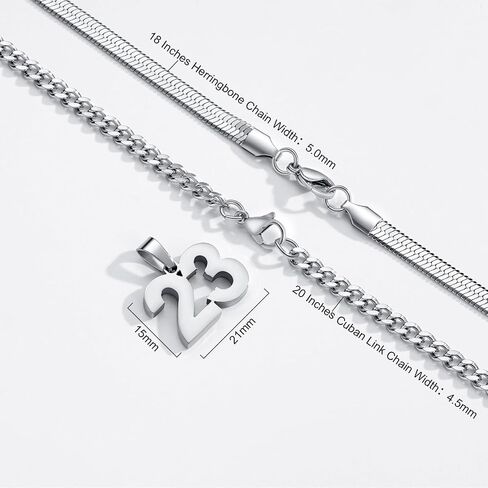 Number Necklace, Layered Necklace for Men Boys Kids, Number Necklace for Boy Athlete, 18+20 In Stainless Steels Chain for Men With Number Pendant, Basketball Football Baseball Number Necklaces for Boys in Kuwait