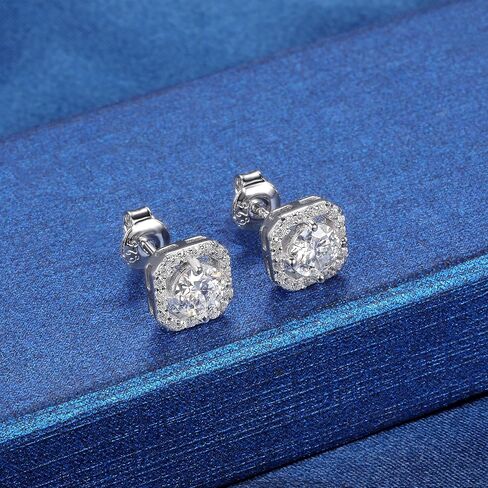 MDFUN مويسانيتي 925 فضة هالة أقراط 5 مللي متر 1Ct أقراط الماس الاصطناعي للنساء الرجال in Kuwait