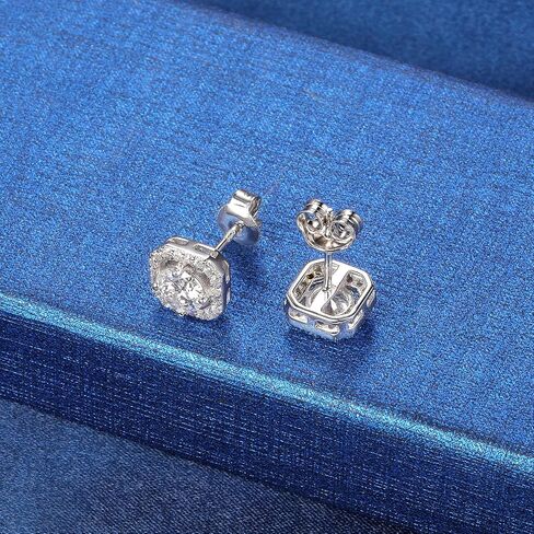 MDFUN مويسانيتي 925 فضة هالة أقراط 5 مللي متر 1Ct أقراط الماس الاصطناعي للنساء الرجال in Kuwait