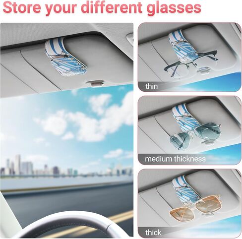 Sunglass Holder for Car Visor Sunglasses Clip Magnetic Leather Glasses Eyeglass Holder Truck Car Accessories for Woman Man -Abstract Leaf in Saudi Arabia