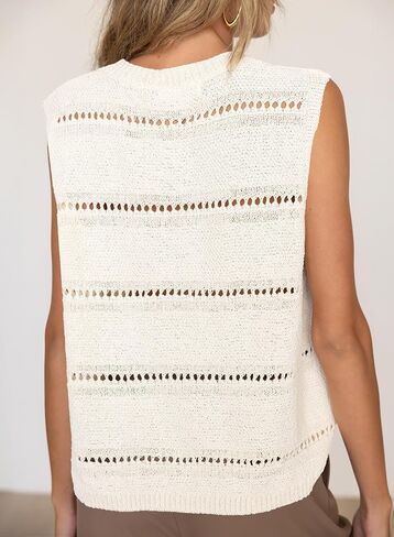 EVALESS Sexy Crochet Tank Top for Women Sweater Tank Tops 2025 Trendy Crewneck Sleeveless Summer Tops Hollow Out Knit Shirts in Saudi Arabia