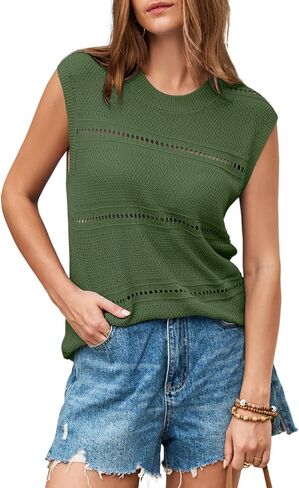 EVALESS Sexy Crochet Tank Top for Women Sweater Tank Tops 2025 Trendy Crewneck Sleeveless Summer Tops Hollow Out Knit Shirts in Saudi Arabia