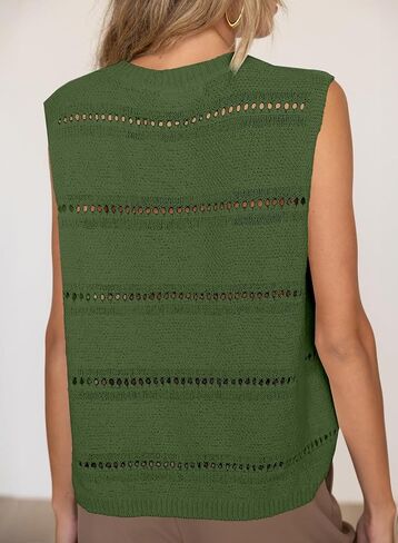 EVALESS Sexy Crochet Tank Top for Women Sweater Tank Tops 2025 Trendy Crewneck Sleeveless Summer Tops Hollow Out Knit Shirts in Saudi Arabia