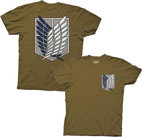 Ripple Junction Attack on Titan Men's Short Sleeve T-Shirt Front & Back Graphic Survey Corps Emblem Officially Licensed in Saudi Arabia