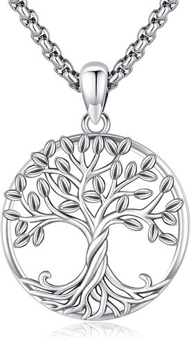 Tree of Life Necklace for Women Sterling Silver Celtic Moon Tree Moonstone Turquoise Pendant Heart Family Tree Necklace for Mother Daughter Sister Gifts in Saudi Arabia