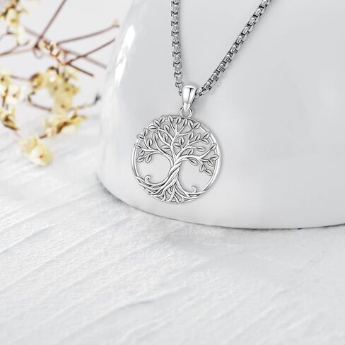 Tree of Life Necklace for Women Sterling Silver Celtic Moon Tree Moonstone Turquoise Pendant Heart Family Tree Necklace for Mother Daughter Sister Gifts in Saudi Arabia