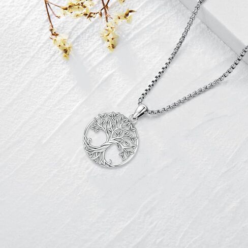 Tree of Life Necklace for Women Sterling Silver Celtic Moon Tree Moonstone Turquoise Pendant Heart Family Tree Necklace for Mother Daughter Sister Gifts in Saudi Arabia