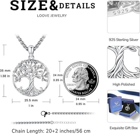 Tree of Life Necklace for Women Sterling Silver Celtic Moon Tree Moonstone Turquoise Pendant Heart Family Tree Necklace for Mother Daughter Sister Gifts in Saudi Arabia