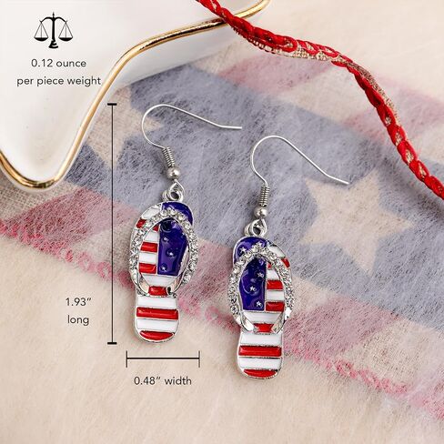 Sonateomber 4th of July Accessories USA Earrings for Women Long Red White Blue Beaded Rhinestone Seed Bead American Flag Patriotic Drop Dangle Independence Memorial Day Holiday Jewelry in Saudi Arabia