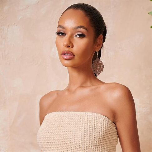 Bohemian Wood Earrings Natural Retro Lightweight Hollow Pattern Geometric Wooden Dangle Drop Earrings Statement Vintage Jewelry in Kuwait