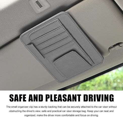 Car Sun Visor Organizer, Waterproof Leather Car Sun Visor Storage Clip, Multifunctional Vehicle Sun Visor Folder with Sunglasses Clip, Universal Interior Car Accessories (Red) in Kuwait