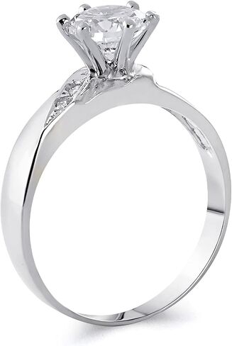 14k White Gold Solid Engagement Ring and Wedding Band 2 Piece Set - Size 7.5 in Saudi Arabia