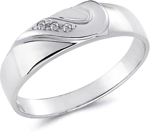 14k White Gold Solid Engagement Ring and Wedding Band 2 Piece Set - Size 7.5 in Saudi Arabia