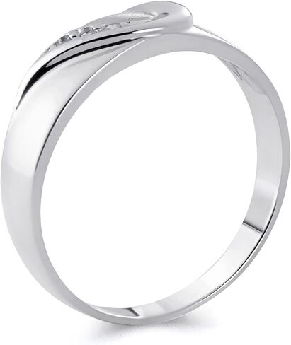 14k White Gold Solid Engagement Ring and Wedding Band 2 Piece Set - Size 7.5 in Saudi Arabia