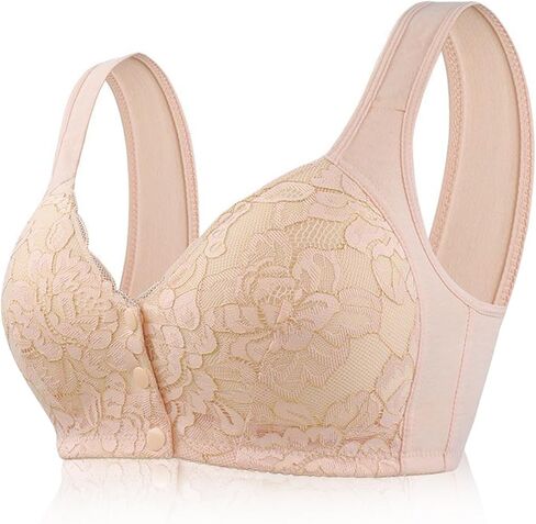 No Underwire Lace Bras for Women Sponge Cup Front Closure Bras for Seniors Plus Size Full Coverage Bras No Wire Bras in Saudi Arabia