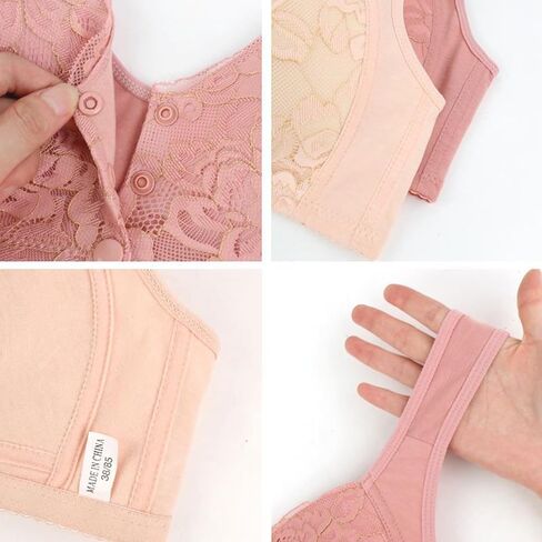 No Underwire Lace Bras for Women Sponge Cup Front Closure Bras for Seniors Plus Size Full Coverage Bras No Wire Bras in Saudi Arabia