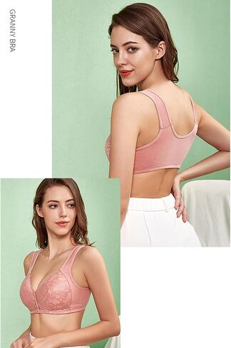 No Underwire Lace Bras for Women Sponge Cup Front Closure Bras for Seniors Plus Size Full Coverage Bras No Wire Bras in Saudi Arabia