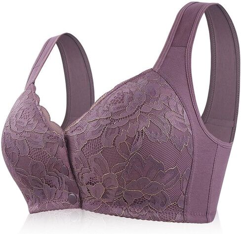 No Underwire Lace Bras for Women Sponge Cup Front Closure Bras for Seniors Plus Size Full Coverage Bras No Wire Bras in Saudi Arabia