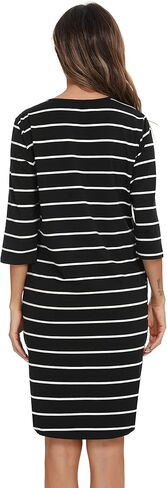 Vlazom Women’s Nightgowns Soft Cotton Stripe Nightdress Short Sleeve Night Shirt Sleepwear with Pockets S-XXL in Kuwait