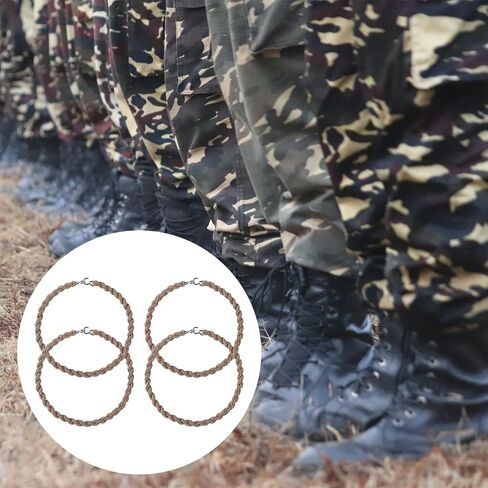 12pcs Military Boot Straps, Trouser Legs Ties with Metal Hooks Shoelaces Army Blousing Straps for Outdoor Activities Women Men Elastic Boot Blousers Bands(Khaki) in Saudi Arabia