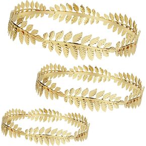 3 Pack Roman Laurel Wreath Gold Crown, Greek Goddess Leaf Headband for Women & Men, Wedding, Anniversaries, Graduation, Carnival, Cosplay, Masquerade, Roman-Themed Party Accessories