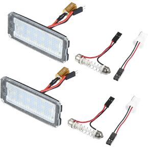 X AUTOHAUX 1 Pair LED License Plate Light Car Number Lamp Error Free Replacement White Light for Fiat 500 2007-2011 2014-2016 for Fiat 500C Cabriolet 2007-2016