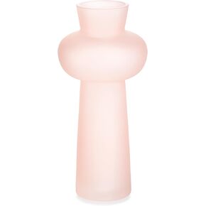 Glass Vase for Flower Centerpiece, High Decorative Glass Vase, Modern Floral Vase for Center, Living Room, Tabletop Decor (Frosted Pink)