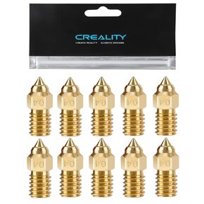 Creality10PCS Ender 3 V3 SE, Ender 5 S1 Nickel Plating Copper Alloy Nozzles Kit, 3D Printer High Temperatue Wear Resistance 5PCS 0.4mm, 5PCS 0.6mm Nozles Kit for Ender 5 S1, Ender 7, Spider 1.0