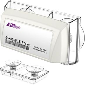 Upgraded EZ Pass Holder for Windshield with Strong Suction Cups, Holder Transponder for Car Fits EZ Pass Mini/iPass, Durable Heat & UV Resistant Toll Pass Holder Easy to Install & Remove