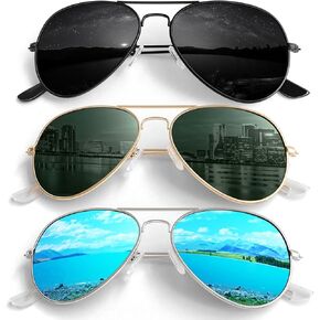 Pilot Sunglasses Men Womens Lightweight Metal Frame Polarized Shades UV400 Protection