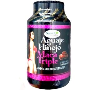 Aguaje Hinojo Maca Triple Premium 100 Capsules - Peruvian Butt and Breast Enhancement Capsules - Female Health Supplement - Curves Powerful Antioxidant