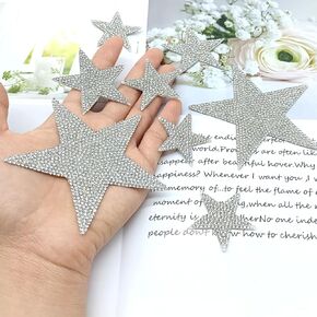 8 Pieces Self Adhesive Silver Star Stickers Glitter Bling Rhinestone Star Decals Crystal Stickers for Car Window Bumper Windshield Laptops Bags Headphone