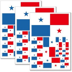 QQSD Panama Flag Sticker Panamanian Decal in Multiple Sizes, 3 Pack, 11.7 x 8.3 Inches