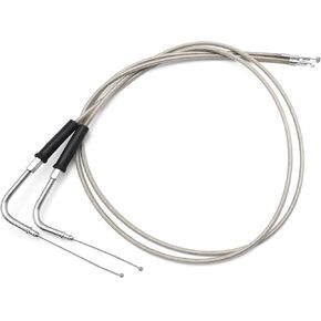 2Pcs 47" Motorcycle Throttle Idle Cables, Throttle Gas Cable, Replacement for Harley-Davidson Softail XL883 XL1200 1200, Stainless Steel Braided Wire