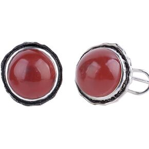 Colloca Turquoise/Carnelian Stud Earrings for Women, 17mm Round Western Bohemian Earrings, Jewelry Gift Box included