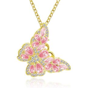 G&GEMSJEW Butterfly Pendant Necklace Shining CZ Butterfly Necklace Various Optional