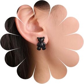 Boho Blue Resin Bear Earrings Blue Cartoon Bear Stud Earrings Vintage Gummy Bear Earrings Personalized Teddy Bear Statement Earrings Jewelry for Women