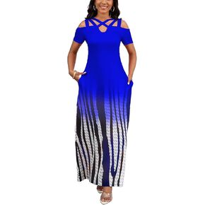 DeftSharp Sexy Stylish Graceful Beach Parties Summer Dresses Print Loose-Fit Cross-Strap Women Dress