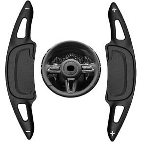 HIBEYO Sports Black CNC Billet Aluminum Steering Wheel Larger Paddle Shifter Extension Covers Compatible With for 2020 2021 mazda3 Axela Mazda 3 Replacement Paddle Shifter Extensions