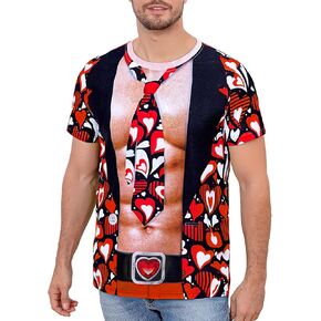 Funny World Muscle Fit T Shirts for Men 3D Novelty Fake Abs Printed T-Shirt