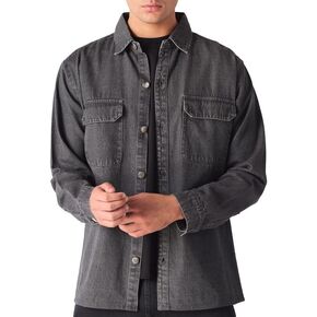 Denim Button Down Shirt Men-Western Shirt for Men with Chest Pockets-Military Cargo Shacket for Men-Long Sleeve Shirt for Men
