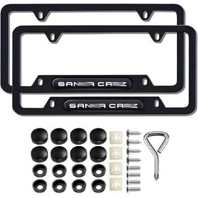 2 Pcs Black License Plate Frames Compatible with Santa Cruz Metal Aluminum License Plate Covers Screw caps Cover Set