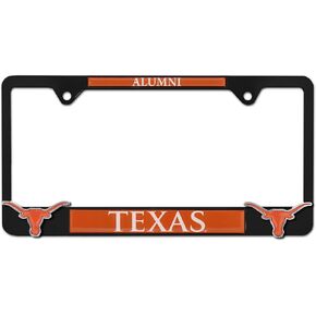 Elektroplate Officially Licensed – University of Texas Longhorns Chrome Metal License Plate Frame with 3D Logos affixed | Premium Metal Car Tag Holder | Weather-Proof Automotive Accessory
