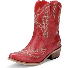 Women's Western Cowboy Booties Fashion Black Cowgirl Boots with Low Block Heel Embroidery Short Ankle Boots Walking Boots for Country Concert Disco Outfits